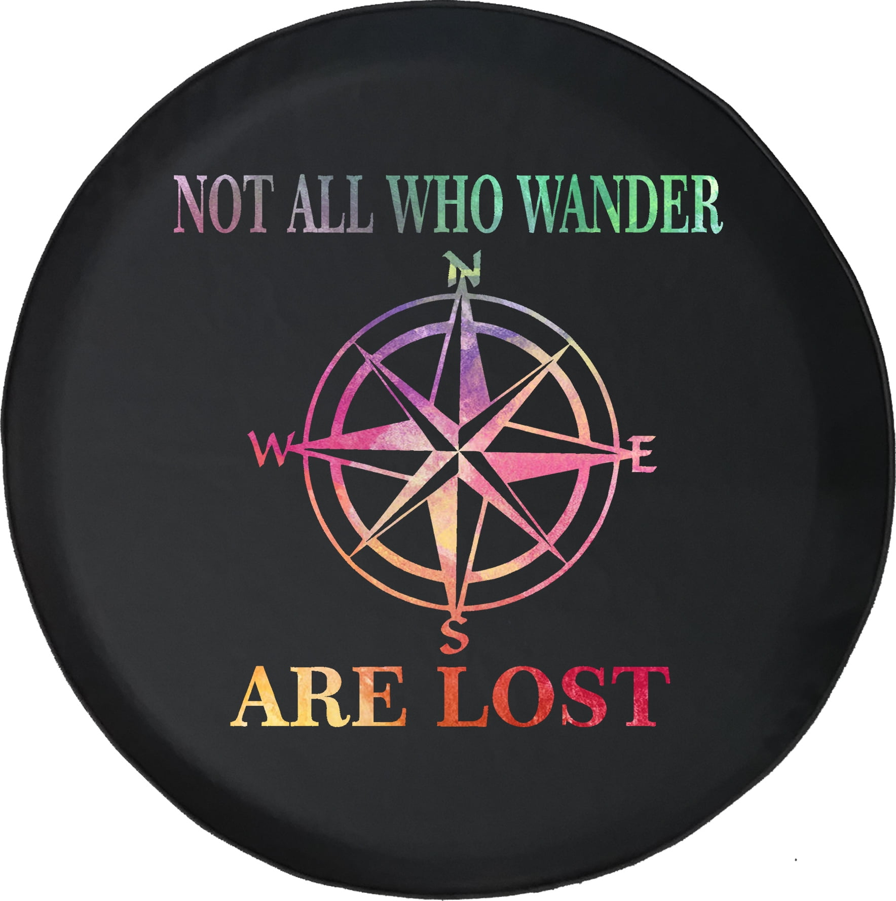 Watercolor - Not All Who Wander Compass Spare Tire Cover for Jeep RV 29 ...