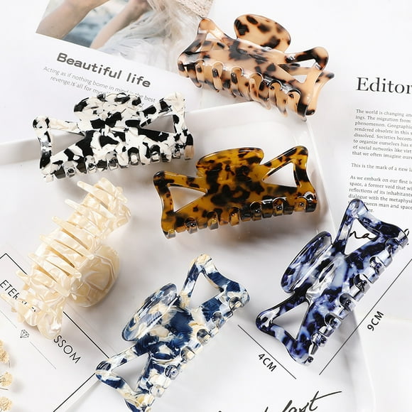 6Pcs Hair Claw Banana Clips Tortoise Claw Hair Clip Acrylic Hair Jaw Clips French Design Celluloid Hair Clamps Clips Non Slip Grip Jaw Clips for Women(Milk Cow pattern)