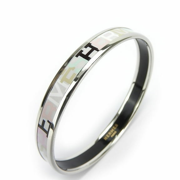 Pre-Owned Hermes Bangle, Enamel PM, Enamel, Metal, Multicolor, Light Gray, K... (Good)