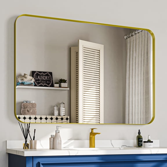 48*32 Inch Brushed Gold Aluminum Frame Mirror