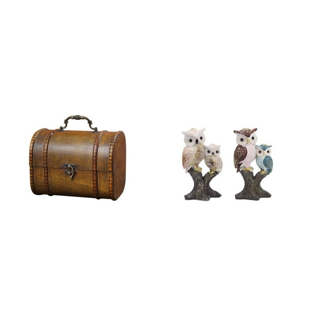 Estuche organizador de joyas,Organizador de joyas de madera para mujeres,hombres y niñas,Caja de almacenamiento decorativa con tapa abatible para guardar objetos pequeños.,Estatua de