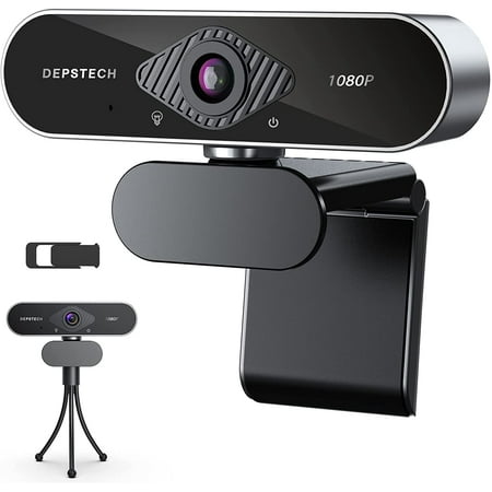 DEPSTECH Webcam with Microphone, 1080P FHD Webcam with Privacy Cover, Plug and Play USB Web Camera for Desktop & Laptop Conference, Meeting, Zoom, Skype, Facetime, Windows, Linux, and macOS