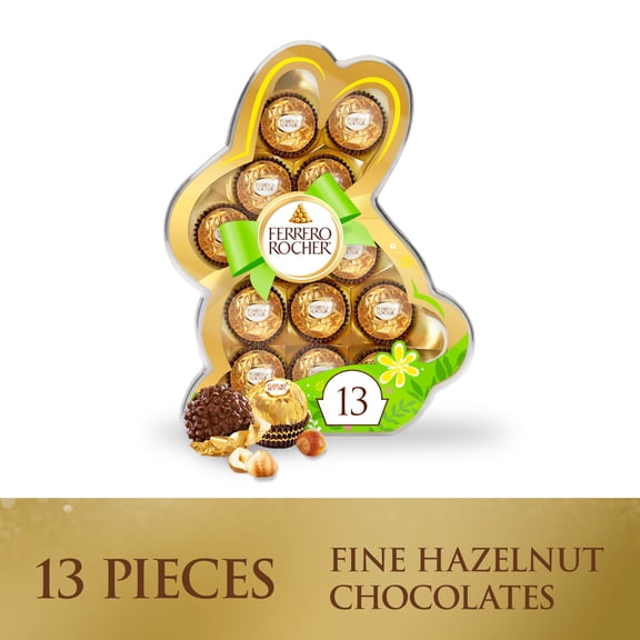 Ferrero Rocher Premium Easter Candy, Chocolate Bunny Box, Easter Basket Essentials, 13 Pieces, 5.7 oz
