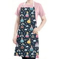 thumbnail image 5 of Dark Blue Princess Castle Pattern Apron-Garden Aprons for Women with Pockets-Cotton Linen Waterproof Kitchen Cooking Gardening Aprons Adjustable for Kitchen,Cooking,BBQ and Salon 33x27 Inch, 5 of 7