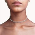 thumbnail image 3 of EFTOM Colliers Ras-du-Cou en Strass Argent Étincelants Ras-du-Cou en Diamant Bracelet en Cristal Collier en Strass pour Femmes Filles 1 Rangée Argent Laiton, 3 of 7