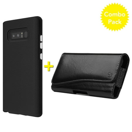 Executive Note - Samsung Galaxy Note 8 Case Leather Horizontal Pouch Combo Pack, Hybrid Anti Slip Protective Case with Executive Leather Horizontal Belt Clip Pouch for Samsung Galaxy Note 8 SM-N950U