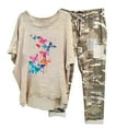 thumbnail image 1 of Ensembles d'Été 2 Pcs pour Femmes Imprimé Col Rond Manches Mi-Longues Chandail Chemise Hauts + Pantalon Ensemble d'Été 2 Pcs pour Femmes 2023 en Liquidation, 1 of 6