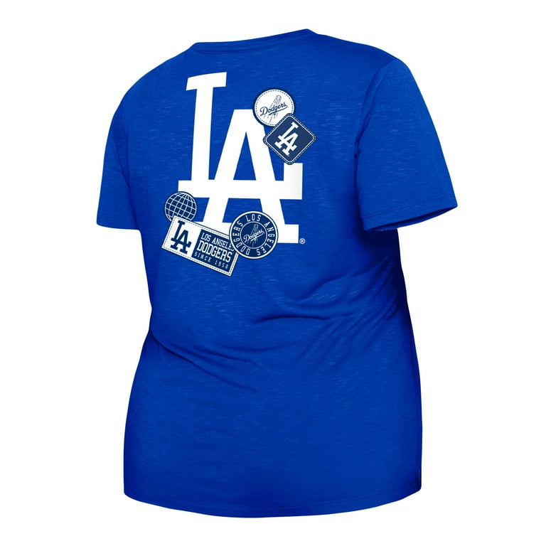 Women s New Era Royal Los Angeles Dodgers Plus Size Two Hit Front Knot T Shirt Walmart