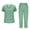 Green., variant on Summer Akafmk Scrub Sets for Womens Nursing Uniform Set,V-Neck Short Sleeve Scrub Tops and Wide-Leg Long Pants with Pockets Solid Color Women Sets Clothing Outfit