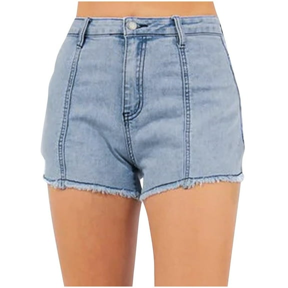 Byworldtasic No Boundarie Womens High Waist Slim Fit Jean Shorts Casual Streetwear Summer Denim Shorts with Button