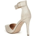 thumbnail image 2 of Dream Pairs Women's Ankle Strap Stilettos Pointed Toe High Heel Pumps Shoes OPPOINTED-ANKLE GOLD/GLITTER Size 11, 2 of 5