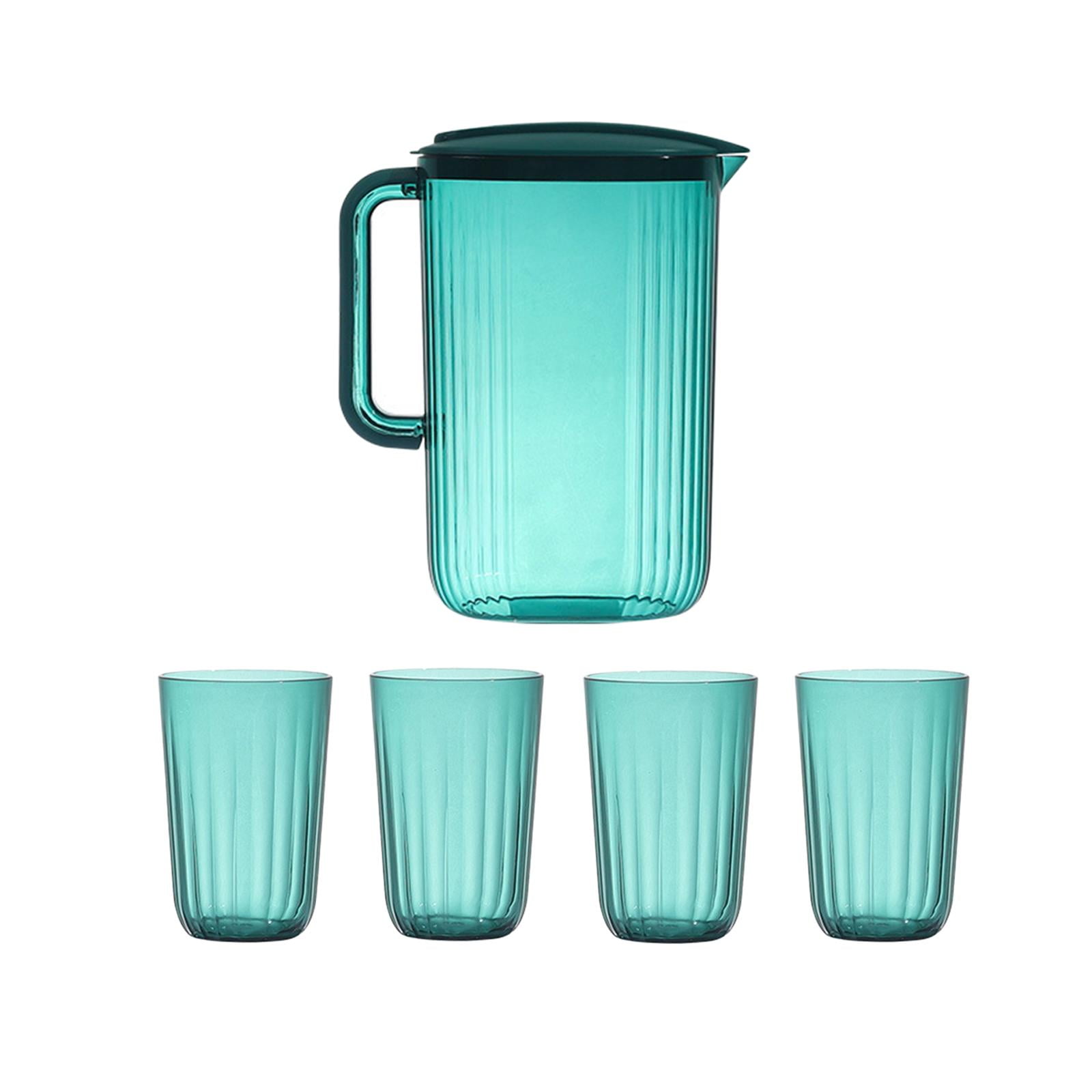 Fiocias Fridge Door Water Pitcher with Lid Perfect for Making Tea, Juice and Cold Drink, 5Pcs Green