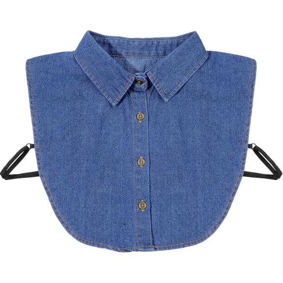 Wrongduck Denim Detachable Collar for Women, Removable Fake Collar Dickey Blouse Accessory with Buttons, Decorative Layered Shirt Collar