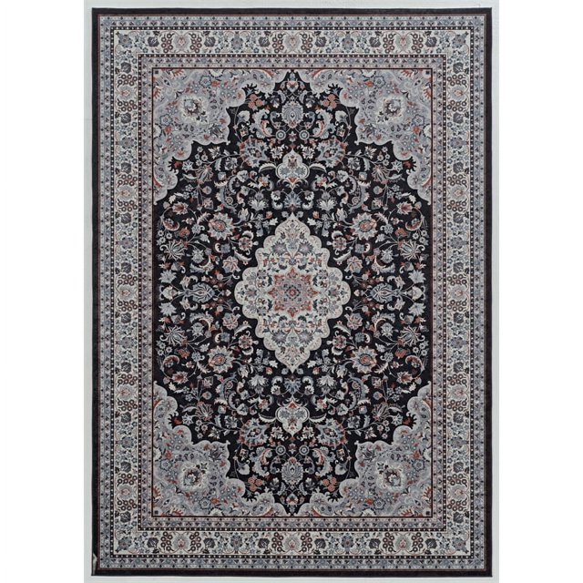 Linon Elite Barton Woven Microfiber Polyester 1'7"x2'7" Rug in Black