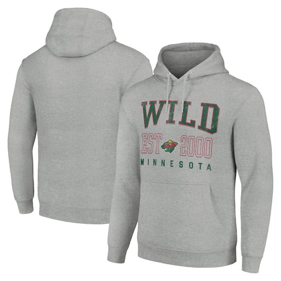 Men's Starter Heather Gray Minnesota Wild  Graphic Pullover Hoodie