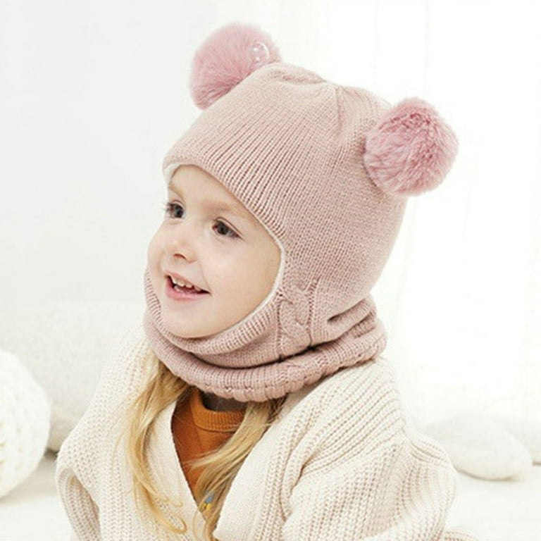 Crochet Hat Baby Pilot Cap Scarf Woolen Earflap Hood Warm Skull