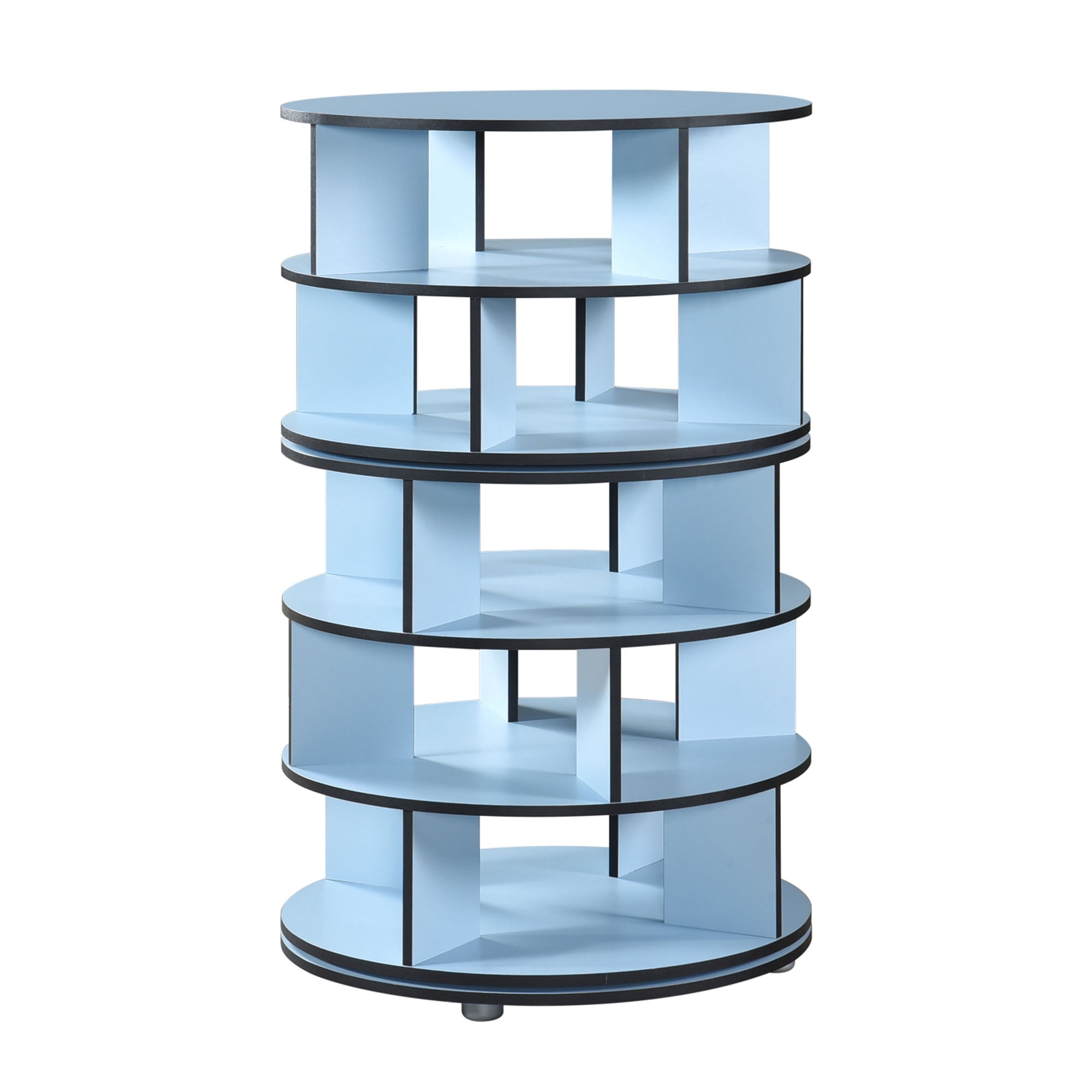 Kings Brand Furniture - 5-Tier Rotating Shoe Rack, 360° Revolving Lazy Susan Spinning Shoe Rack Tower Storage Organizer for Closet Entryway Bedroom Hallway, Blue