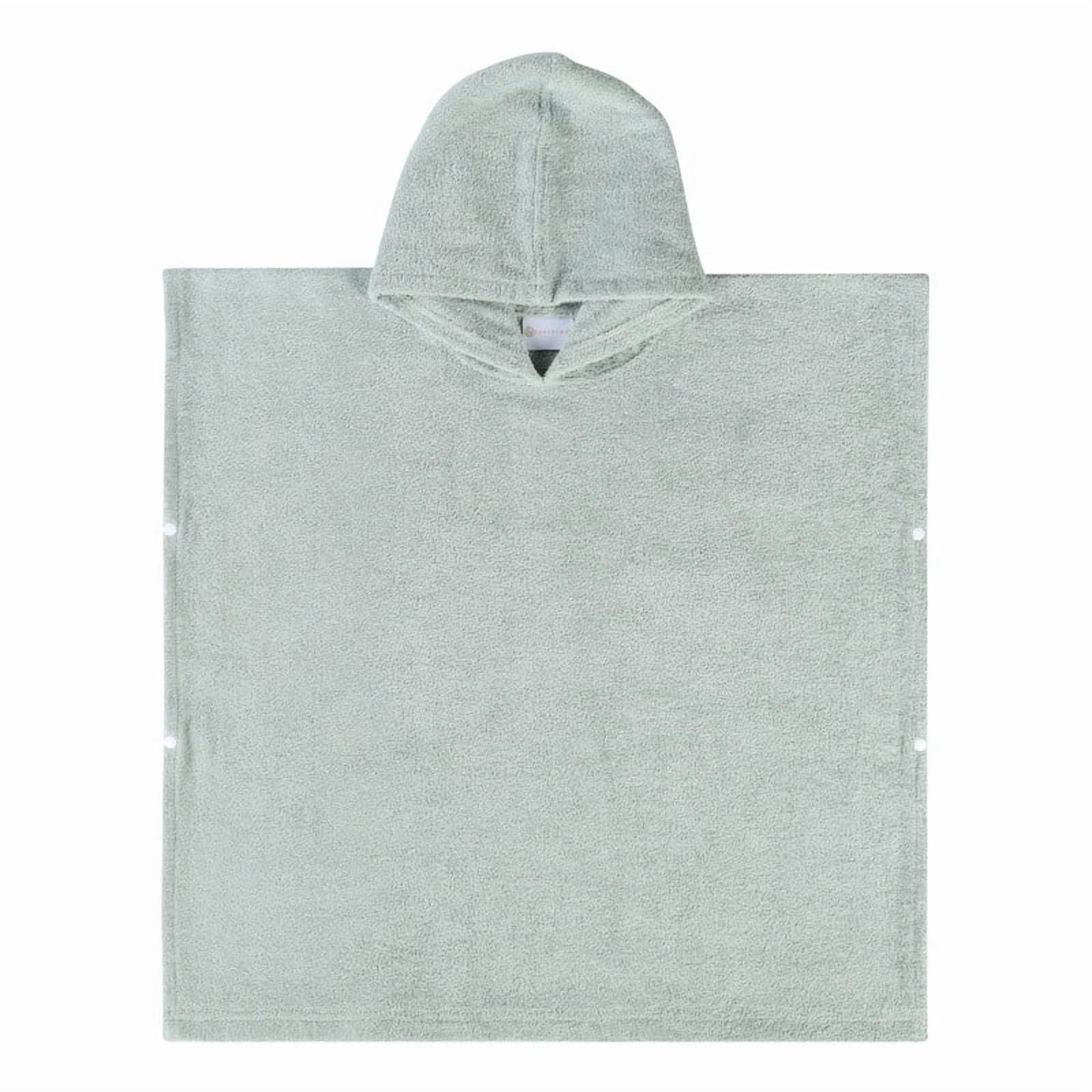 Superior Lyron Kids Cotton Terry Medium Weight Hooded Poncho Bath Towel, Large, Sage
