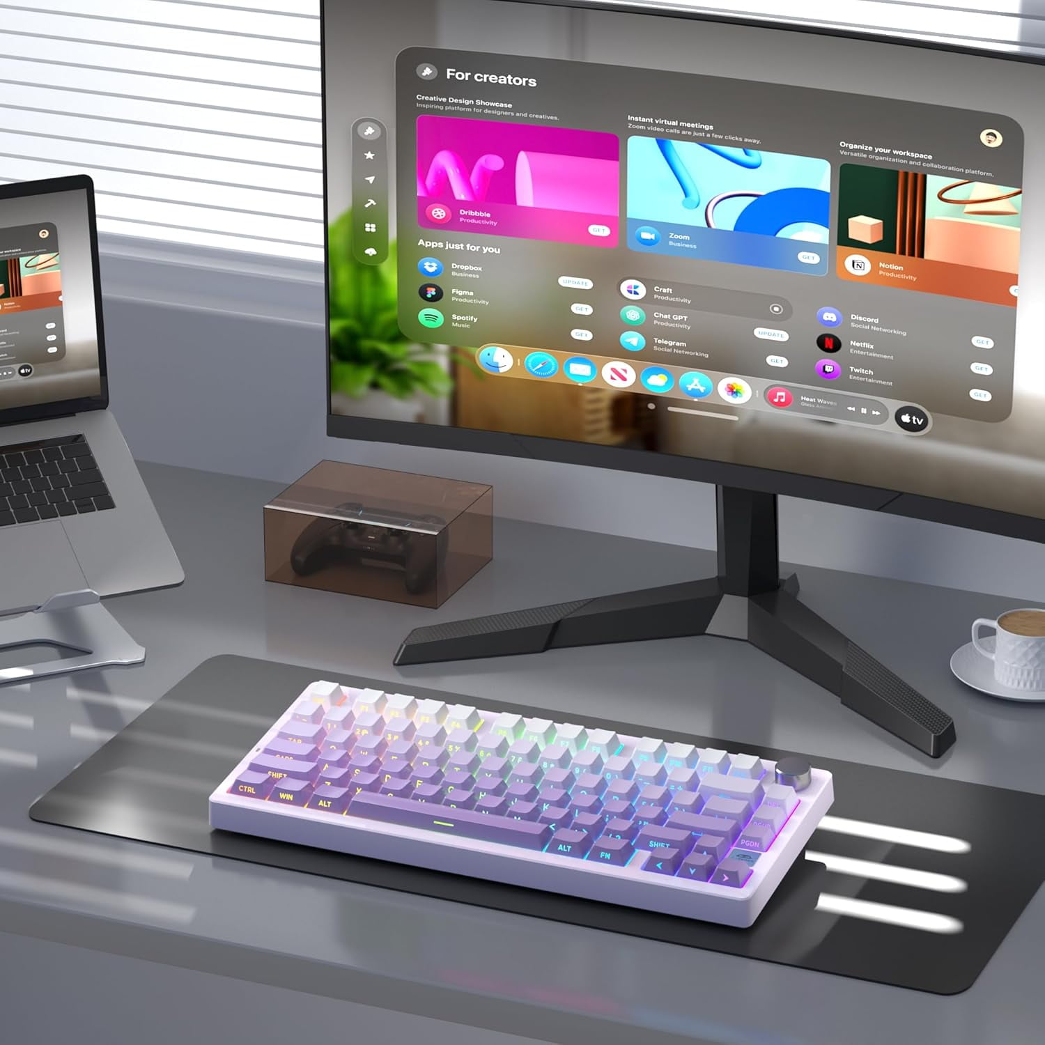 MageGee LIGHT75 Wireless Creamy Keyboard, Gasket Structure Hot Swappable, 75% Compact 2.4G/USB-C/BT5.0 RGB 4000mAh