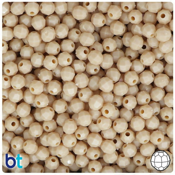 BeadTin Dark Ivory Opaque 6mm Faceted Round Plastic Beads (600pcs)