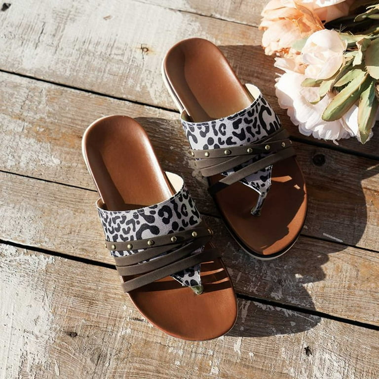 Flat Sandals Womens Cheetah Print Sandals Women's Flat Sandals