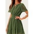 thumbnail image 3 of Womens Summer Short Dress V Neck Short Sleeve A Line Wear To Work Hollow Out Lace Ruffle Cute Casual Beach Party Dresses, 3 of 6