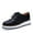 Black, variant on Womens Slip On Sneakers, Casual Thick Sole Leather Sports Sneaker, Round Toe Soft Comfortable Slip-ons Loafers Shoes, Comfort Running Fall Shoes