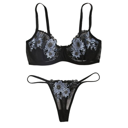 

KEJIG High Quality Women Lace Embroidery Lingerie Bra Panties Erotic Sexy Underwear Set S-XL