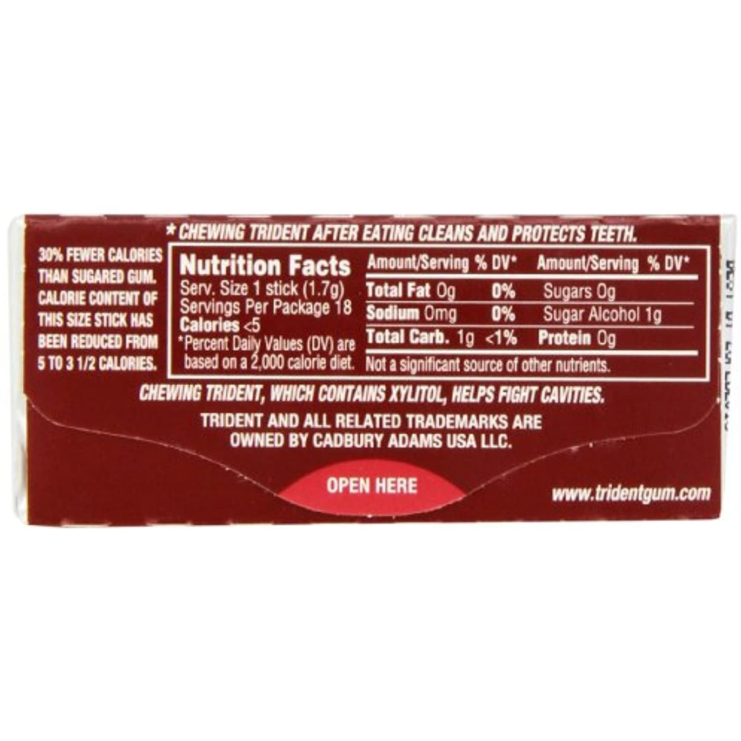 Trident Sugar-Free Gum, Cinnamon, 15 Count (Pack Of 14)