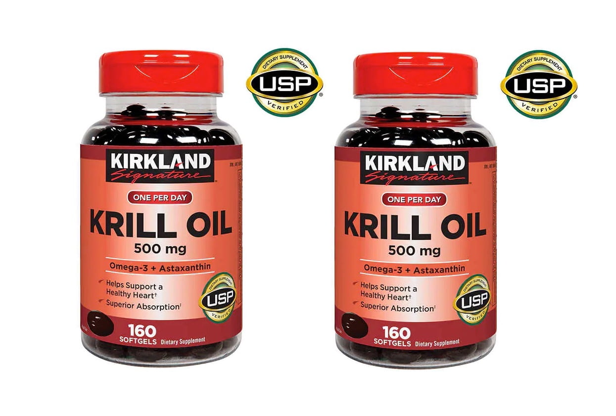 Kirkland Signature Krill Oil 500 mg., 160 Softgels 2PK