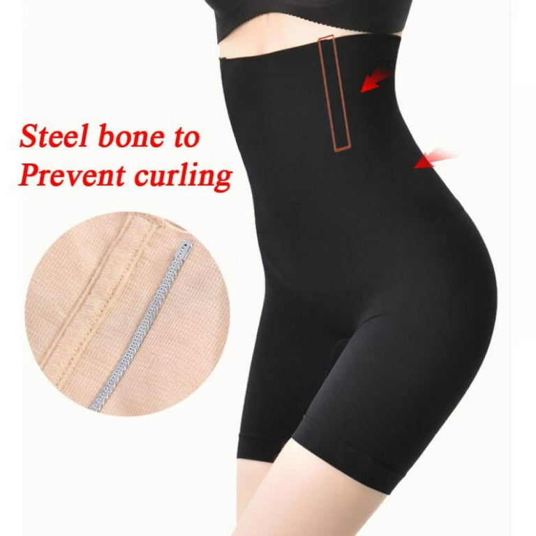 Women High Waist Trainer Body Shaper Shorts Shapewear Tummy Control Thigh  Slimming Technology Lady Under Dresses Underwear Large Size,Black/Beige 