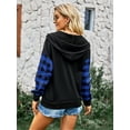 thumbnail image 5 of Yidarton Plaid Stitched Hoodie Autumn and Winter Loose Sweatshirt Casual Women's Jacket Black S Size, 5 of 8