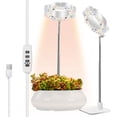 thumbnail image 1 of Luces de cultivo para plantas pequeñas de interior, luz de planta de espectro completo de 48 LED blanco cálido, altura ajustable con adaptador de 5 V 2 A, temporizador de 3/9/12 H, 3 modos, 1 of 5