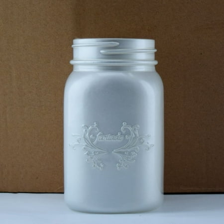 1 Pint Kit - Fantado Regular Mouth Frosted Pearl White Mason Jar w/ Handle, 16oz / 1 Pint by PaperLanternStore
