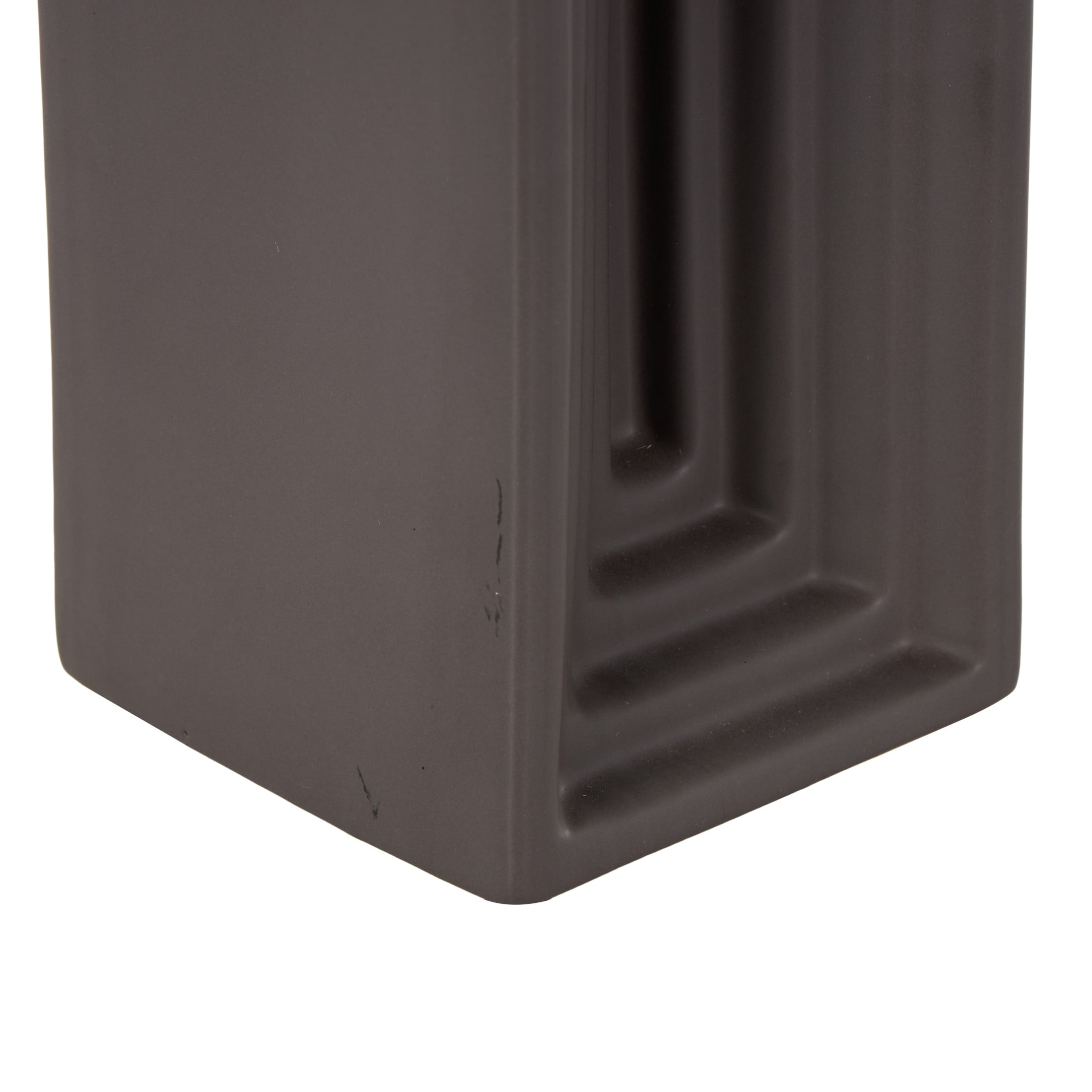 DecMode 15" Geometric Concaved Rectangular Black Ceramic Vase