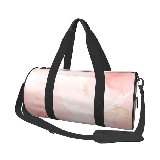 Balery Pink Marble Bolsa de Gimnasio para Mujeres y Hombres, Bolsa de Viaje Impermeable, Bolsa de Fin de Semana con Compartimento para Zapatos y Bolsillo Húmedo