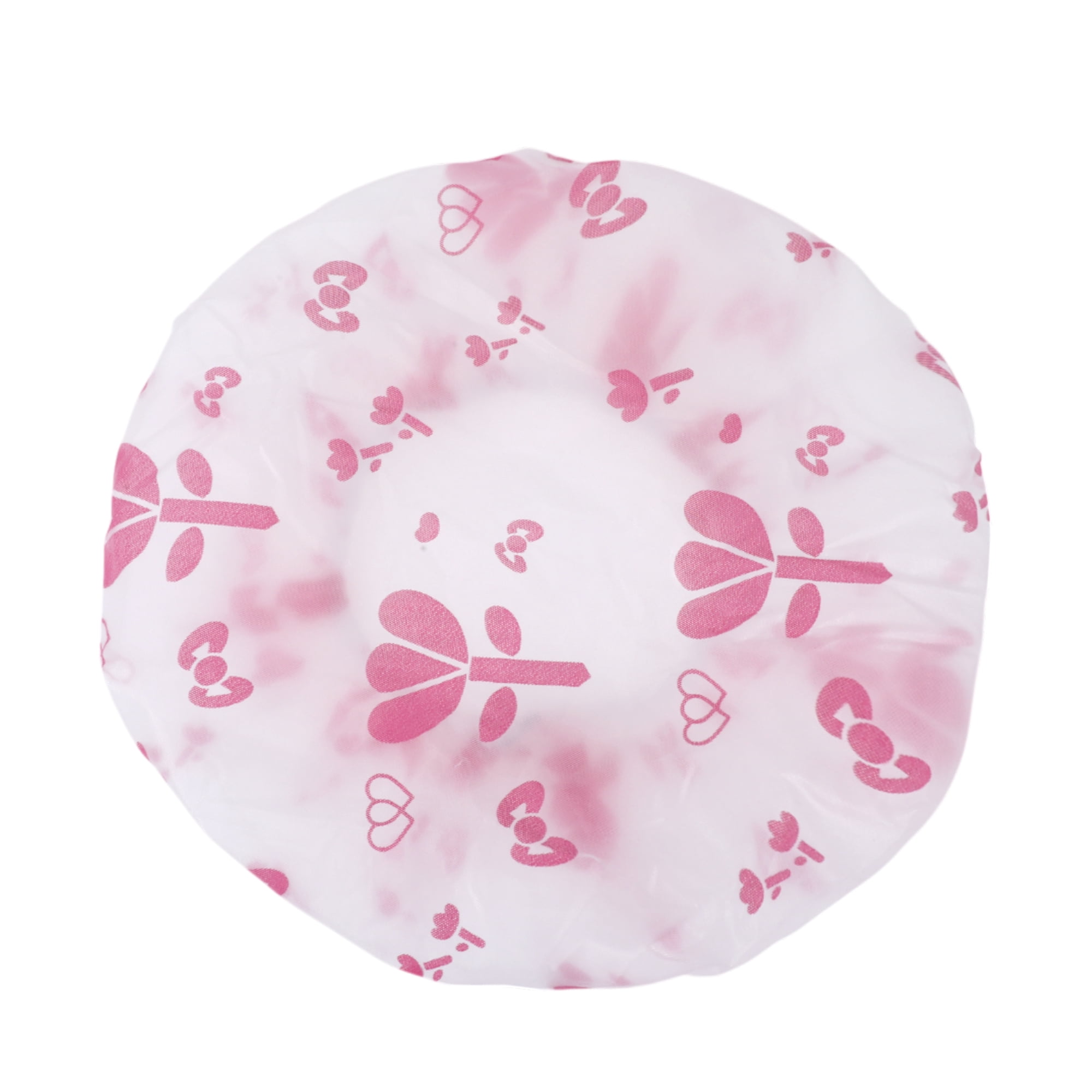 Unique Bargains Print Single Layer Shower Cap 5 Pcs Pink