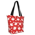 thumbnail image 2 of Easygdp Maple Leaves Stylish Canvas Handbag Shoulder Tote Bag, Shopping Bag with Zip, Suitable for Buying Groceries, Office, Fitness, 2 of 9