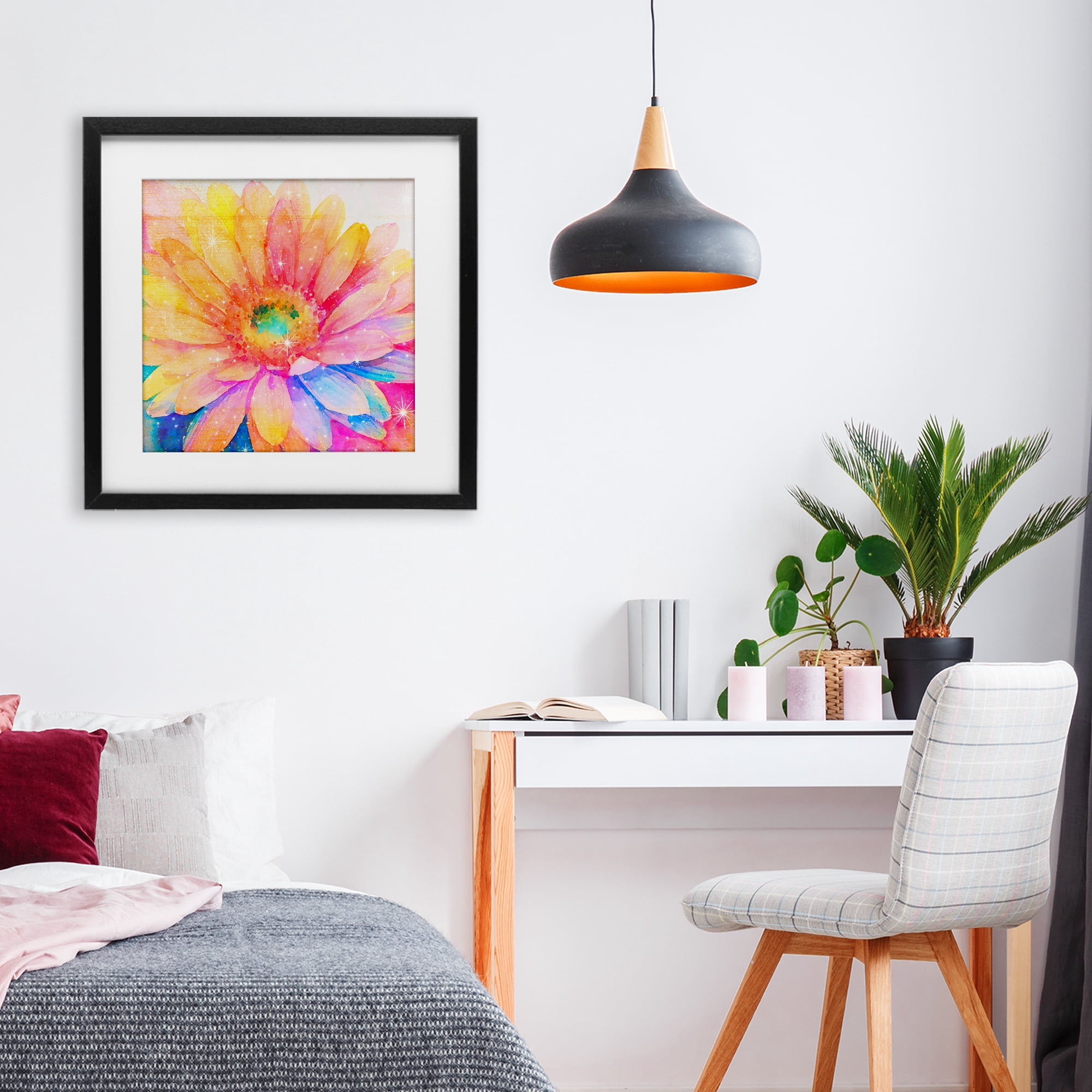 Stupell Industries Bloomtopia Shimmer Blossom Black Framed Print Under Glass, design by Vibelicious