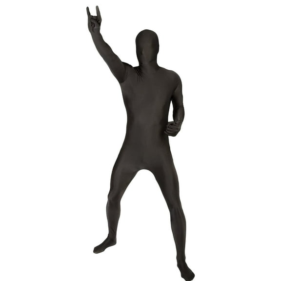 Mens Black Full Body Stretch Jumpsuit Halloween Costume Bodysuit X-Large