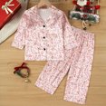 thumbnail image 2 of TOWED22 Kids Christmas Pajamas Girls Button Down Shirt & Pants Cute Toddler Xmas Pajama Set Sleepwear,2-3 Y, 2 of 7