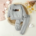 thumbnail image 2 of Girl Outfits Size 6 Fall Baby Girl Outfits Casual Letter Printed Long Sleeve Hoodie Pullover Sweatshirt Tracksuit Jogger Sweatpants Unisex 2 Pcs,Z13-Grey, 2 of 6