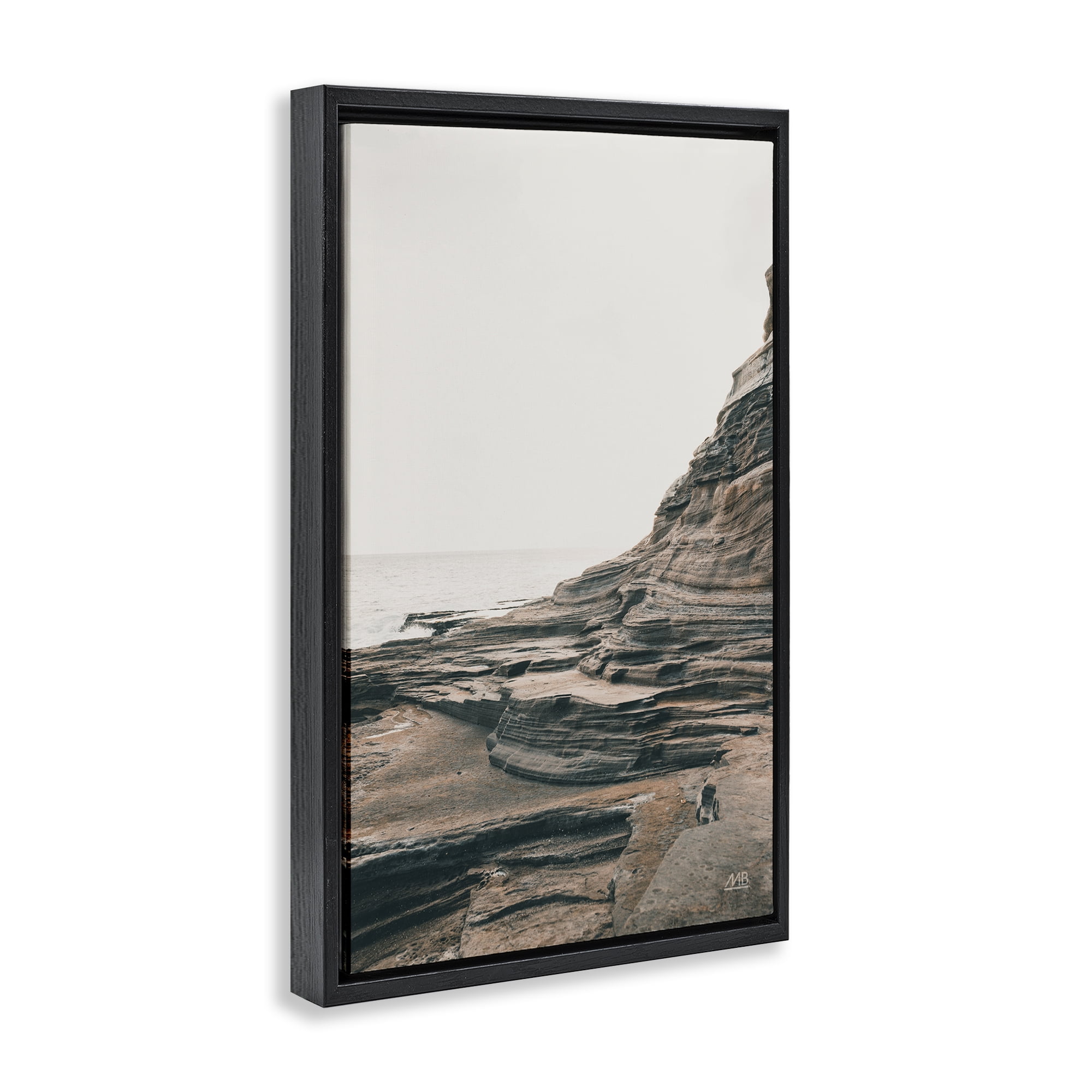 Stupell Industries Rocky Hawaiian Shore Landscape & Nature Photography Black Floater Framed Canvas Art Print Wall Art, 21 x 31