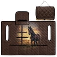 thumbnail image 5 of Xixirimido Easy-carry Golf Cart Seat Covers, Portable Golf Cart Seat Towel Blanket Quilted with 4 Pockets Fits for EZGO, Yamaha, Club Car & More 2-Seat Carts, Cross Horse Wilderness, 5 of 8