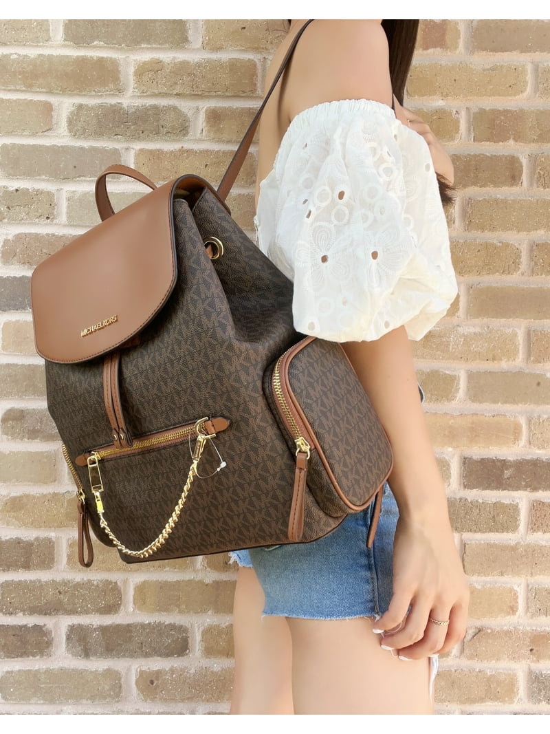 Michael Kors Jet Set Item Large Signature Pvc Chain Backpack Flap