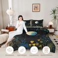 thumbnail image 3 of Homewish Vintage Boho Floral Full Size Comforter Sets,Blue Yellow Gradient Moon Bedding Comforter Set,Black Reversible,3-Piece,1 Comforter and 2 Pillowcases, 3 of 7