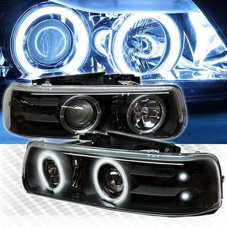 2002 Chevy Suburban - CCFL Halo LED Chevy Silverado Tahoe Suburban Headlights Black Head Light Pair L+R 1999 2000 2001 2002 2003 2004 2005