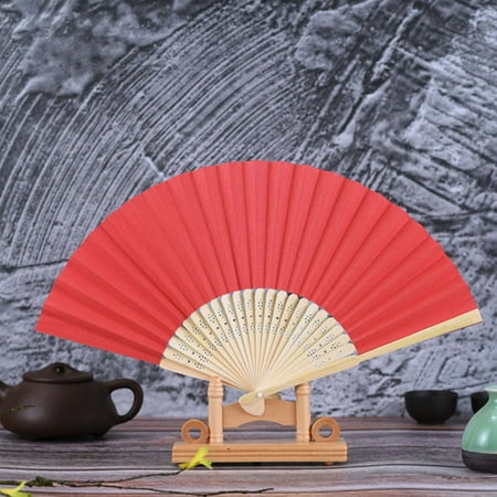 

Mittory Pattern Folding Dance Wedding Party Lace Silk Folding Hand Held Solid Color Fan