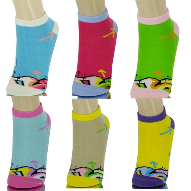 HoneyComfy - 6 Pairs Colorful Arrows Low Cut Spandex Socks Size 0-12 ...