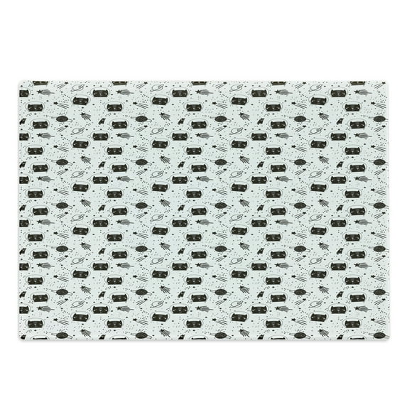 Pet Cutting Board, Cats in Outer Space with Constellation Stars Humor, Decorative Tempered Glass Cutting and Serving Board, Large Size, White Black, by Ambesonne